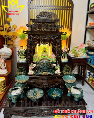 Bộ Bàn Thờ Thần Tài Mệnh Mộc Gỗ Sồi Nga Mái Chùa