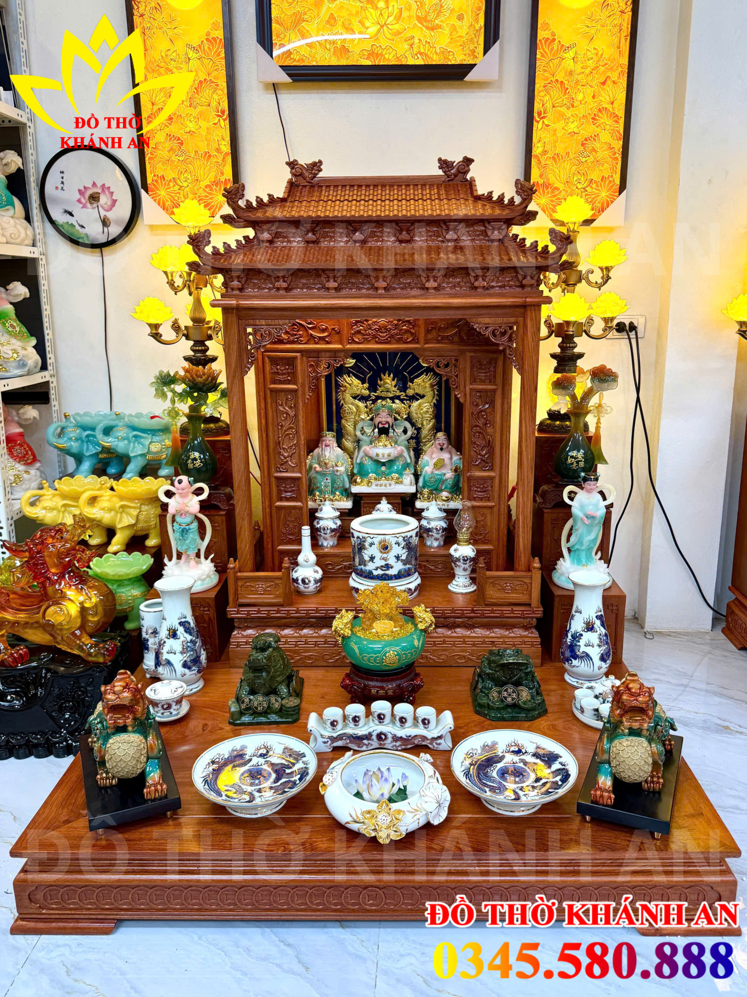 Bàn Thờ Thần Tài Mái Nhật Gỗ Hương Đá Cao Cấp - Mệnh Thủy Bàn Thờ Thần Tài Mái Nhật Gỗ Hương Đá Cao Cấp
