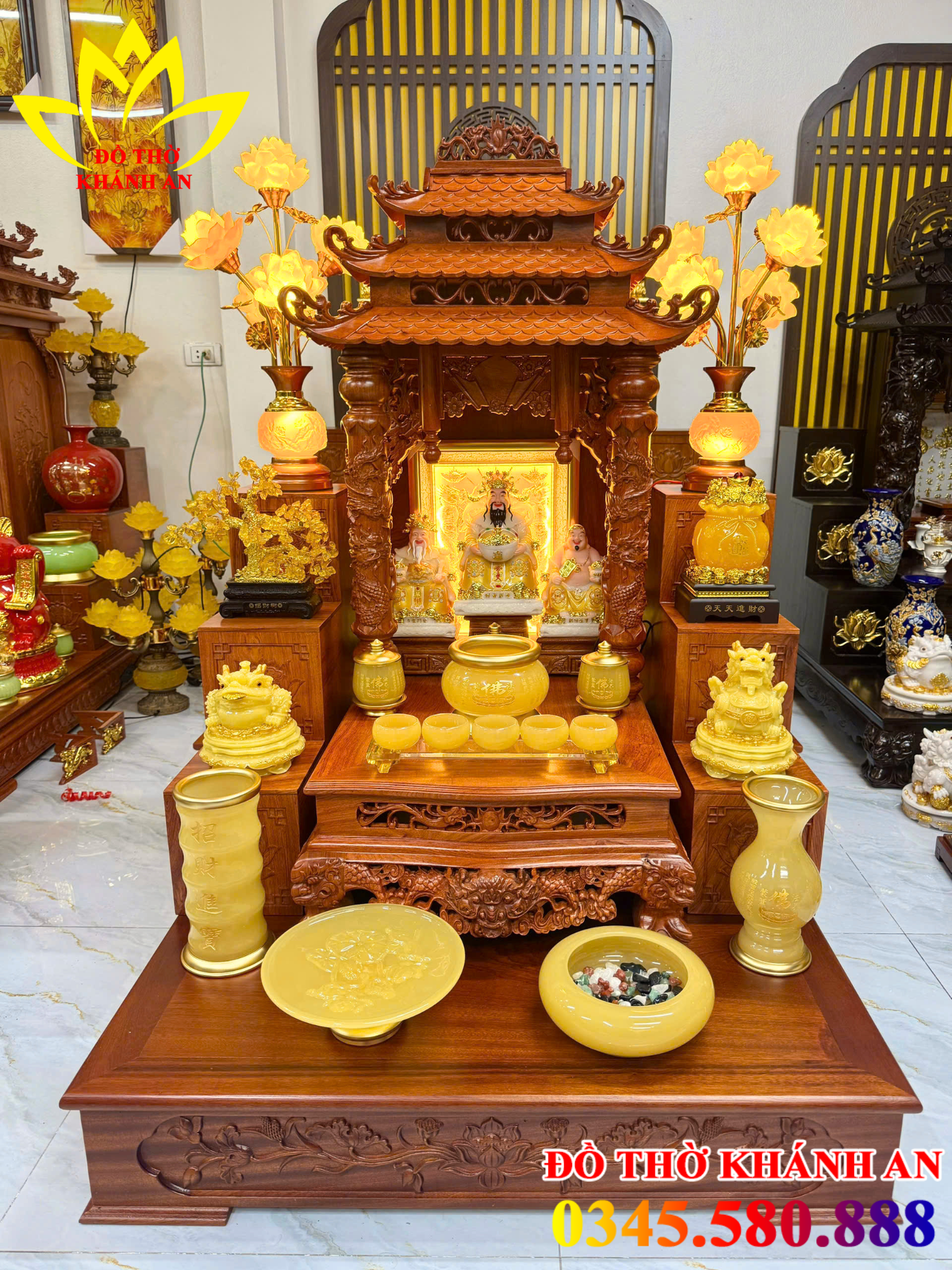 Bộ Bàn Thờ Thần Tài Mệnh Thổ Kim Gỗ Hương Đá Bộ Bàn Thờ Thần Tài Mệnh Thổ Gỗ Hương Đá