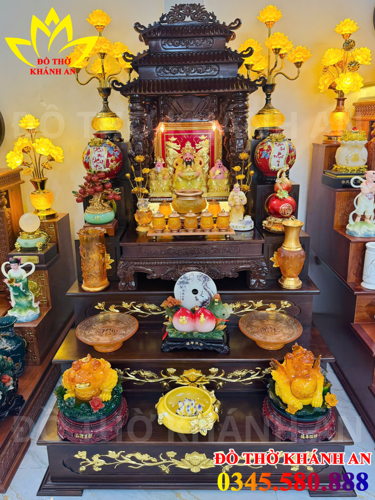 Bàn Thờ Thần Tài Mái Chùa Gỗ Dổi Cao Cấp Mệnh Thổ Hỏa bàn thờ thần tài mái chùa gỗ dổi
