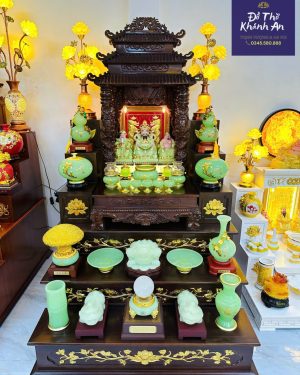 bàn thờ thần tài tông xanh