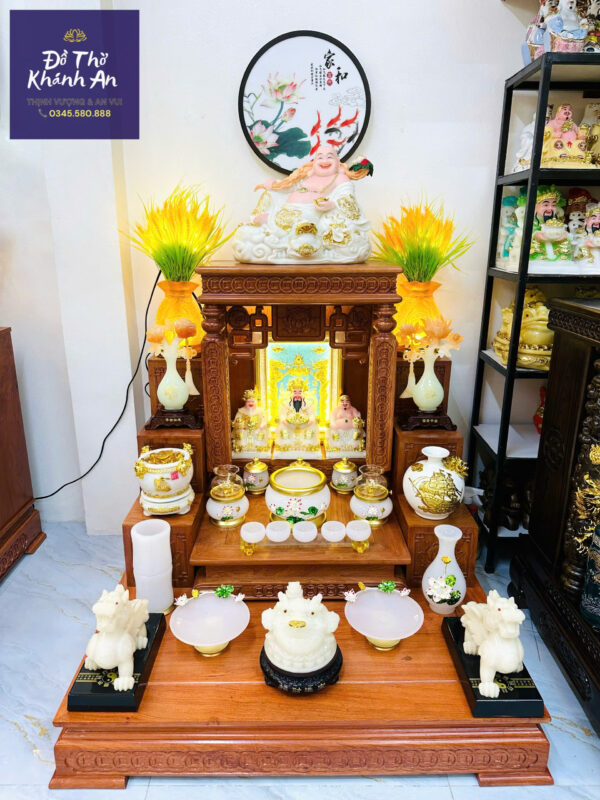 Bàn Thờ Thần Tài Màu Trắng Mệnh Kim & Thủy – Thiết Kế Tinh Tế, Chuẩn Phong Thủy