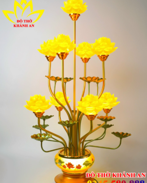 Đèn Thờ 9 Bông Hoa Sen Lưu Ly Cao Cấp
