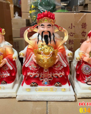 Bộ tượng Thần Tiền – Thần Tài – Ông Địa Áo Gấm Cao Cấp