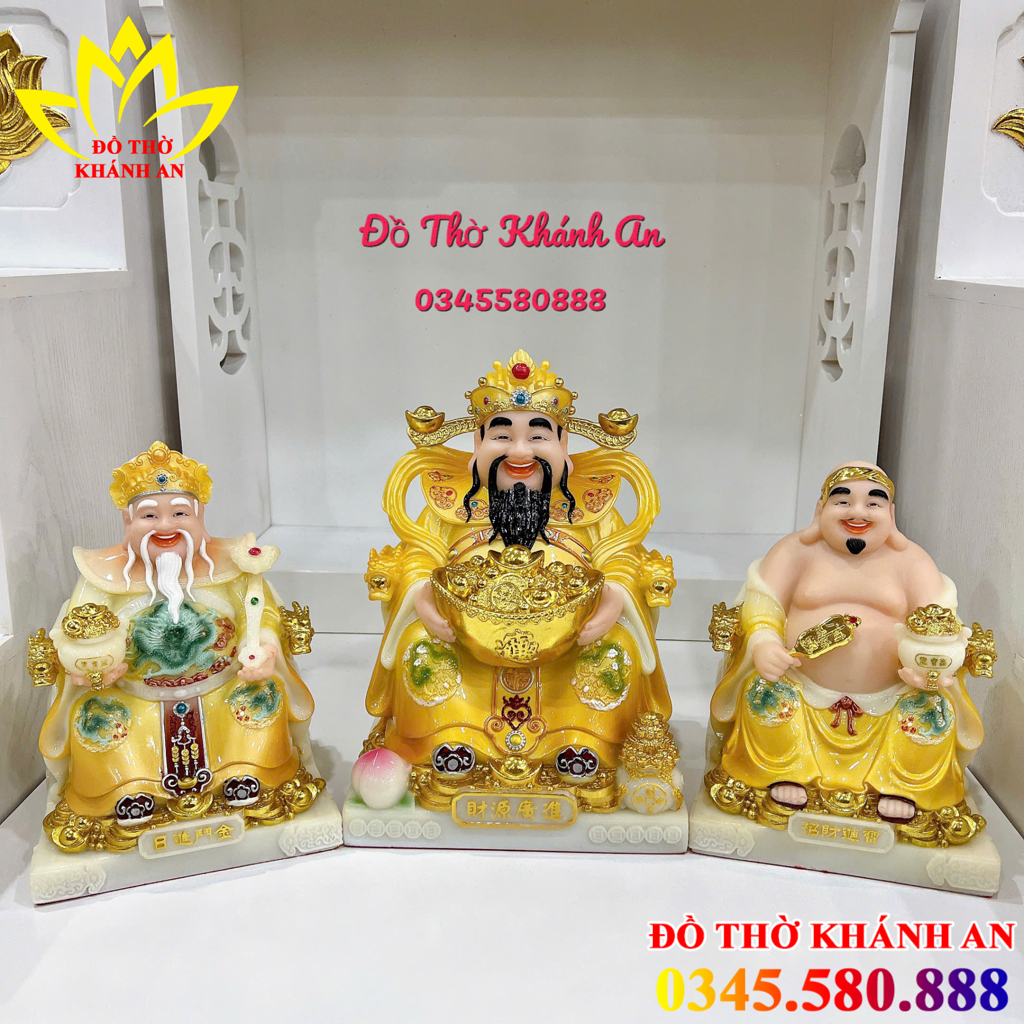 Bộ Tượng Thần Tài Ông Địa Thần Phát Đá Tự Nhiên Cao Cấp Thần Tài Ông Địa Thần Phát đá tự nhiên