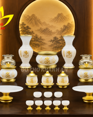 Bộ đồ thờ bột đá thạch ngọc