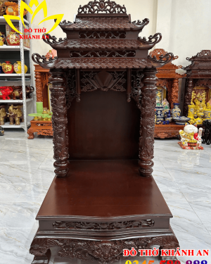 Bàn Thờ Thần Tài Gỗ Hương Đá Mái 3 Tầng Chạm Rồng Cao Cấp