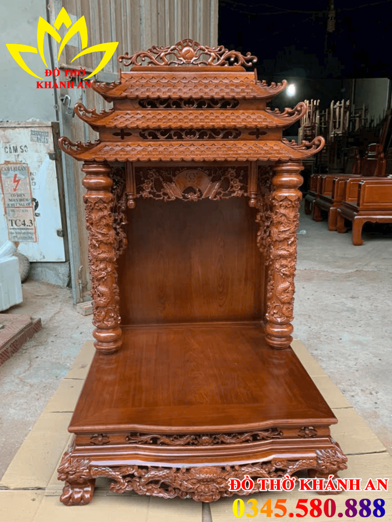 Bàn Thờ Thần Tài Gỗ Hương Đá Mái 3 Tầng Chạm Rồng Cao Cấp Bàn Thờ Thần Tài Gỗ Hương Đá Mái 3 Tầng Chạm Rồng Cao Cấp - Ảnh 2