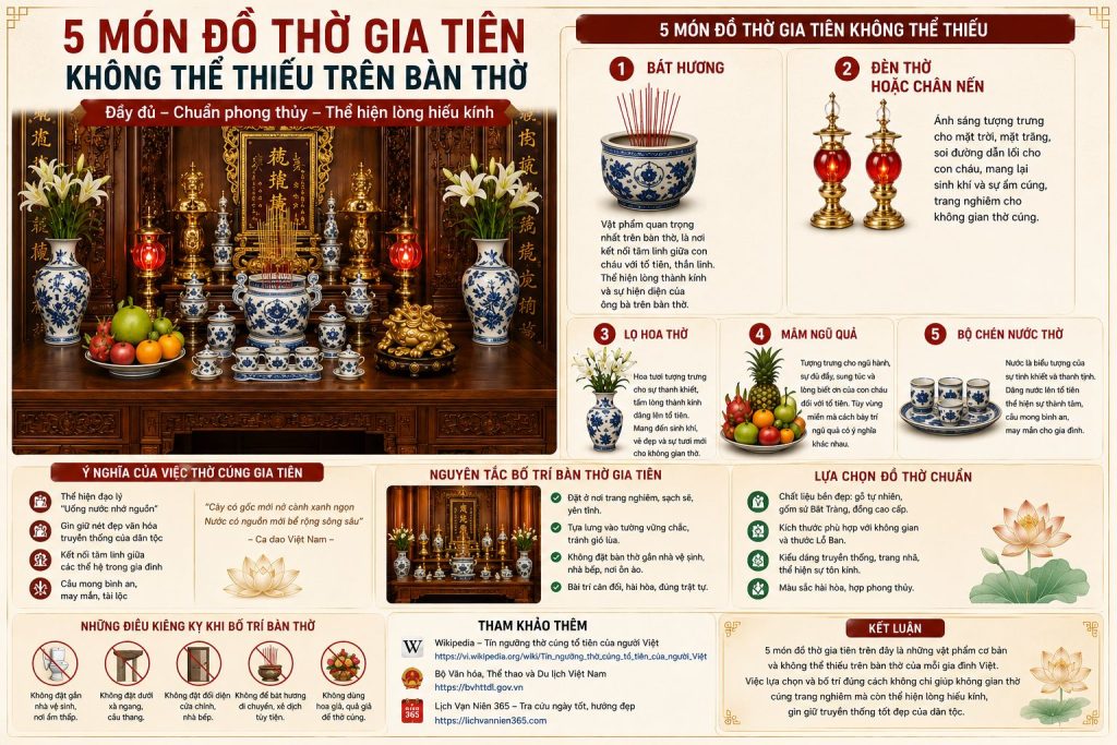 5 món đồ thờ không thể thiếu