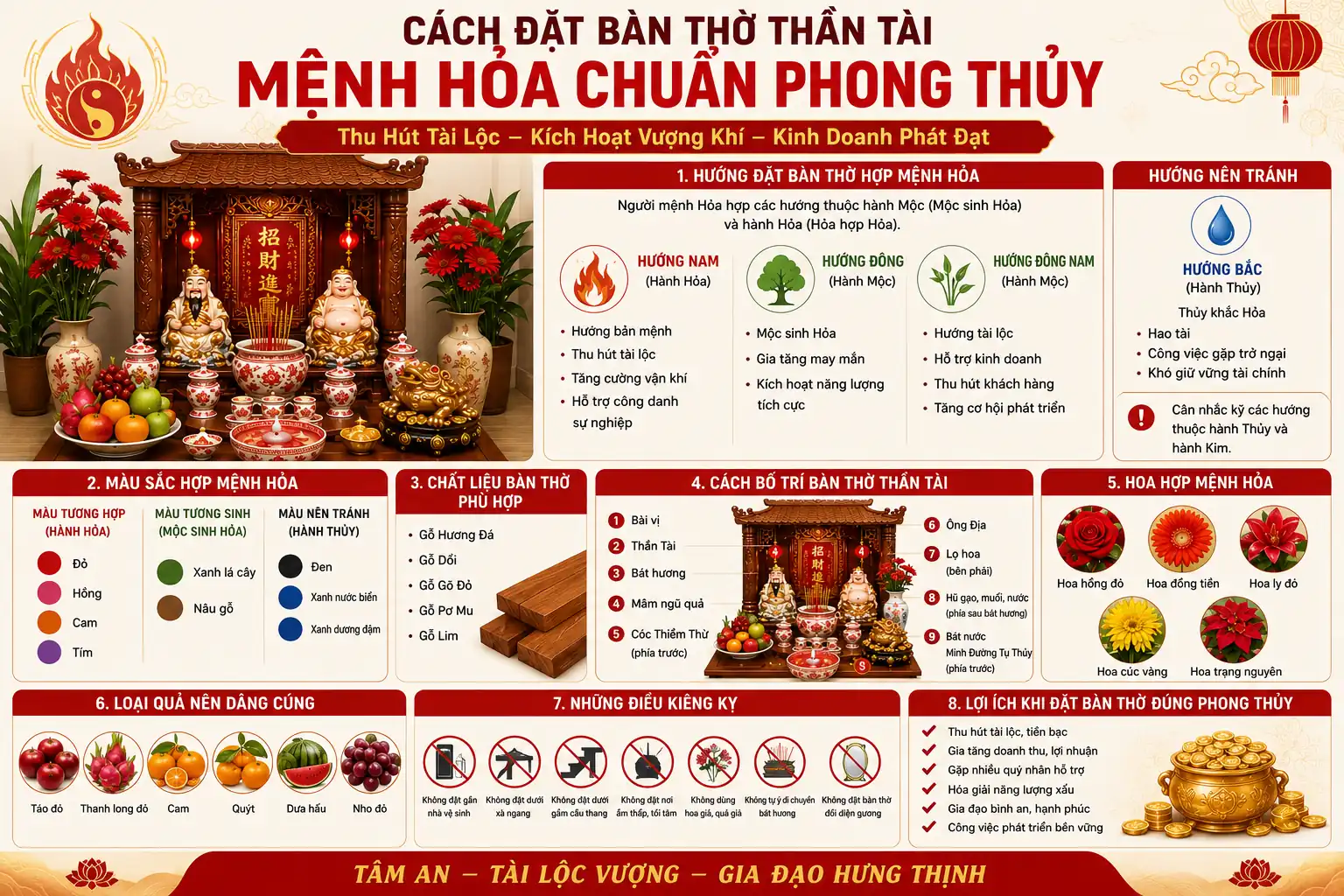 Cách đặt bàn thờ Thần Tài mệnh Hỏa