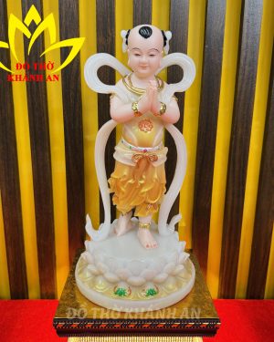 Tượng Tiên Đồng Đá Poly Vàng Cao Cấp