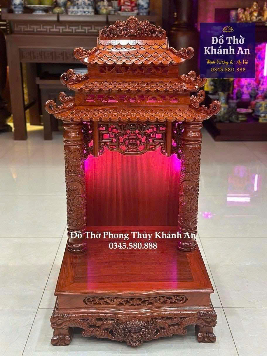 Bàn Thờ Thần Tài 12 Mái Cột Rồng Gỗ Lát Sapelly Bàn Thờ Thần Tài 12 Mái Cột Rồng Gỗ Lát Sapelly - Ảnh 2