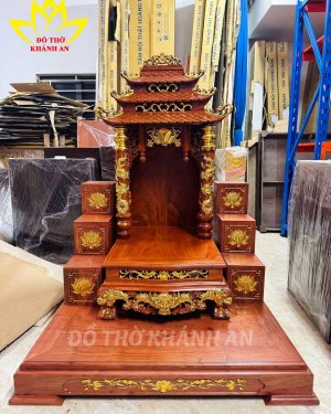 Bàn Thờ Thần Tài Mái Chùa 12 Mái Gỗ Hương Đá
