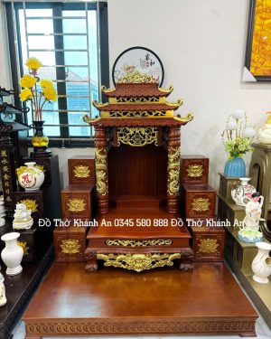 Bàn Thờ Thần Tài Mái Chùa Gỗ Tự Nhiên Cao Cấp