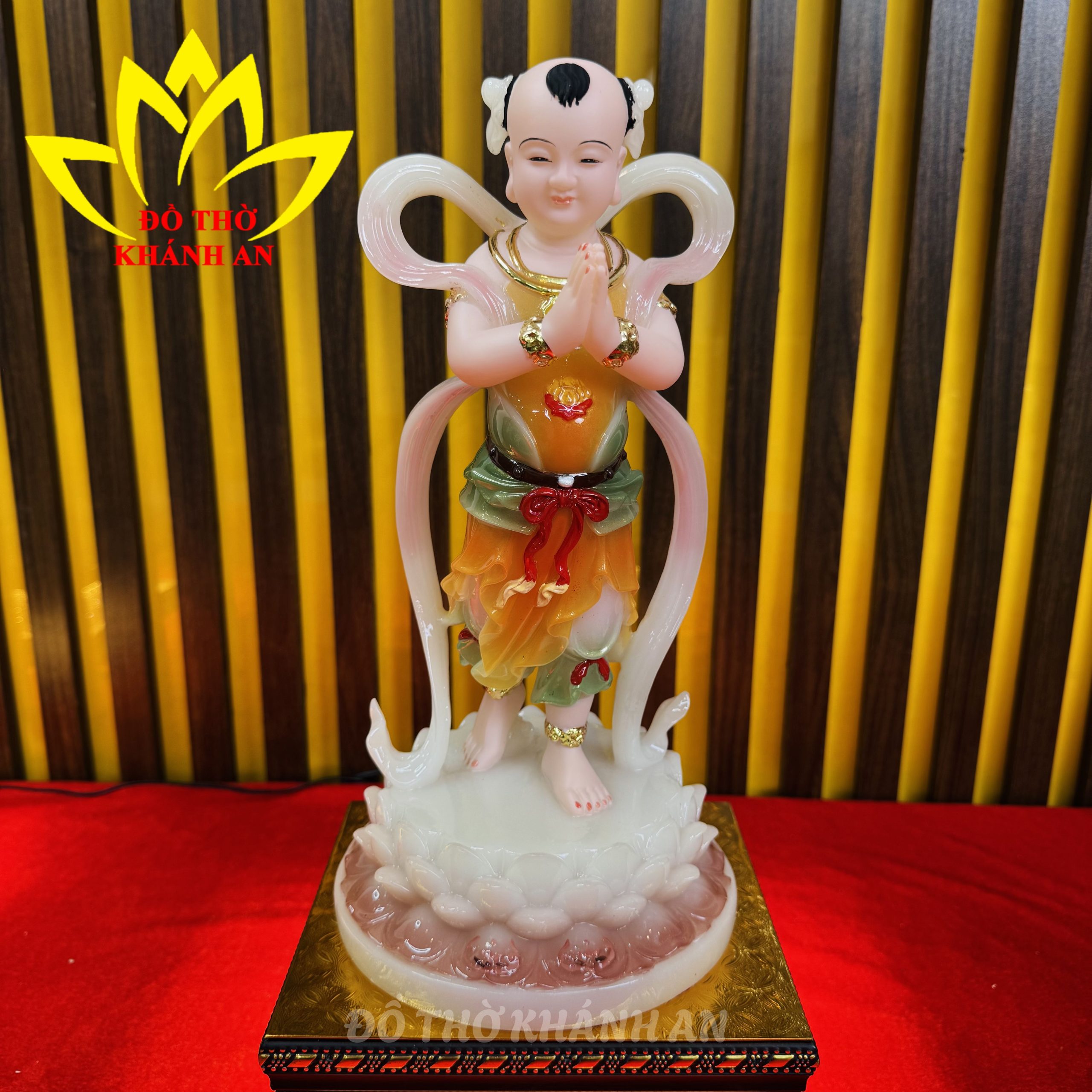 Tượng Tiên Đồng Ngọc Nữ Đỏ Gấm Tượng Tiên Đồng Đỏ Gấm