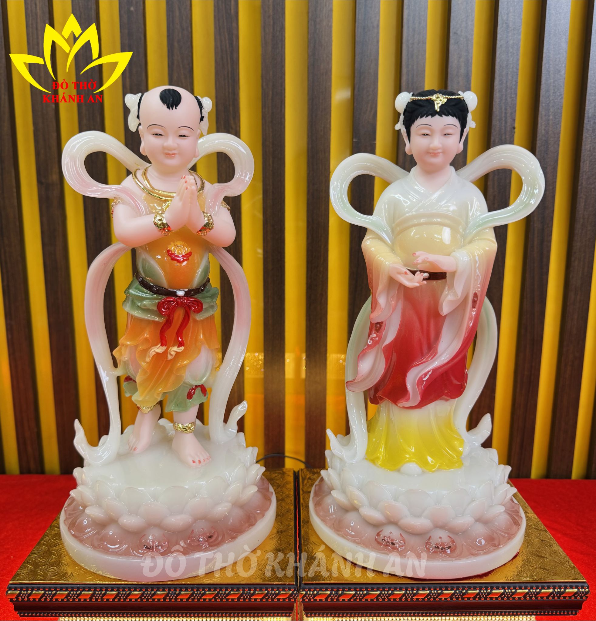 Tượng Tiên Đồng Ngọc Nữ Đỏ Gấm Tượng Tiên Đồng Ngọc Nữ Đỏ Gấm