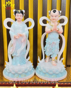 Tượng Tiên Đồng Ngọc Nữ Đá Poly Xanh Dương