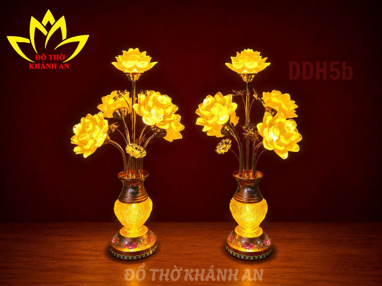 Đèn Điện Thờ Chân Hoa 5 Bông đèn điện