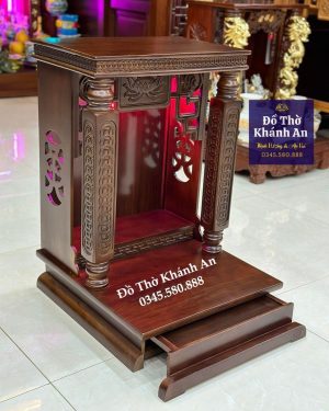 Bàn Thờ Thần Tài Cột Xu Gỗ Xoan & Sồi Nga
