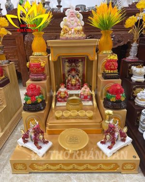 Ban Thờ Thần Tài Vàng Ánh Kim Thiết Kế Hiện Đại