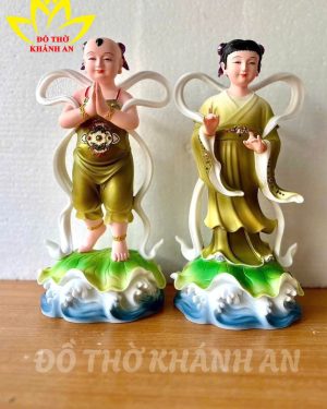 Tượng Tiên Đồng Ngọc Nữ Bột Đá Xanh Lá