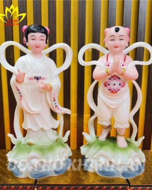 Tượng Tiên Đồng Ngọc Nữ Bột Đá Trắng – Biểu Tượng Bình An Và Thanh Tịnh