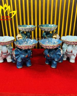 Voi Dâng Quả Đĩa Đầu Đính Đá