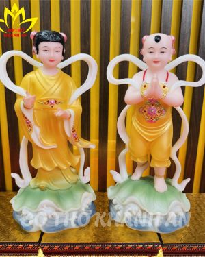 Tượng Tiên Đồng Ngọc Nữ Bột Đá Vàng – Tôn Nghiêm Không Gian Thờ, Gìn Giữ Phúc Lành